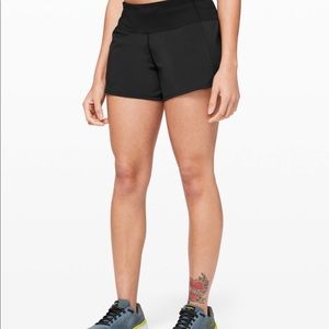 lightly worn, black lululemon running shorts